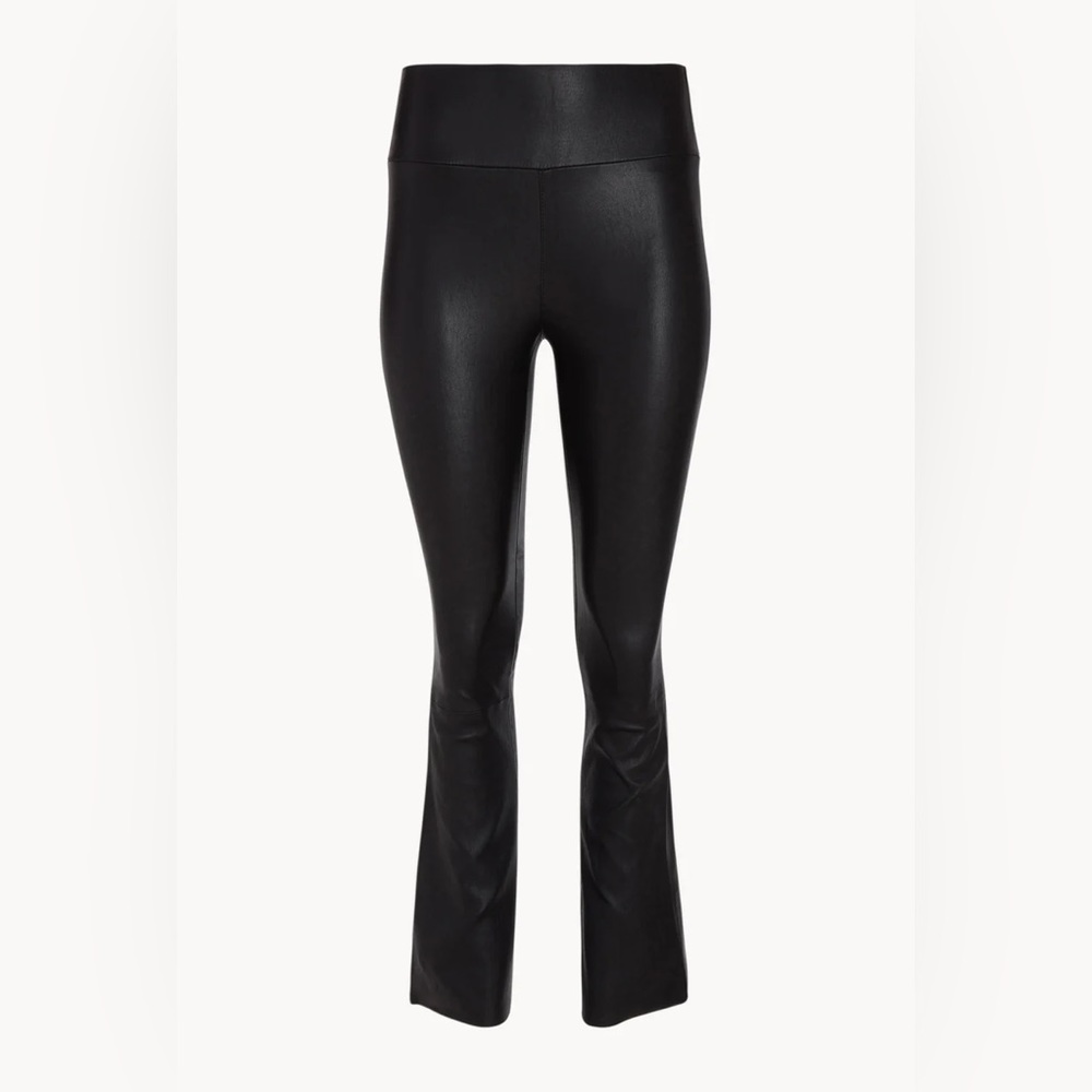 SPRWMN Los Angeles High Waist Ankle Flare Black Leather Leggings, size Large